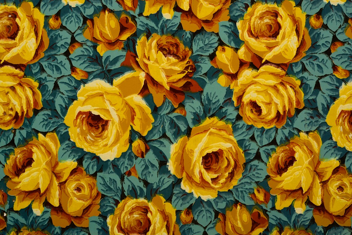 French Roses Background Romantic Roses French Original Wallpaper Gold Butterscotch 1920s - Etsy