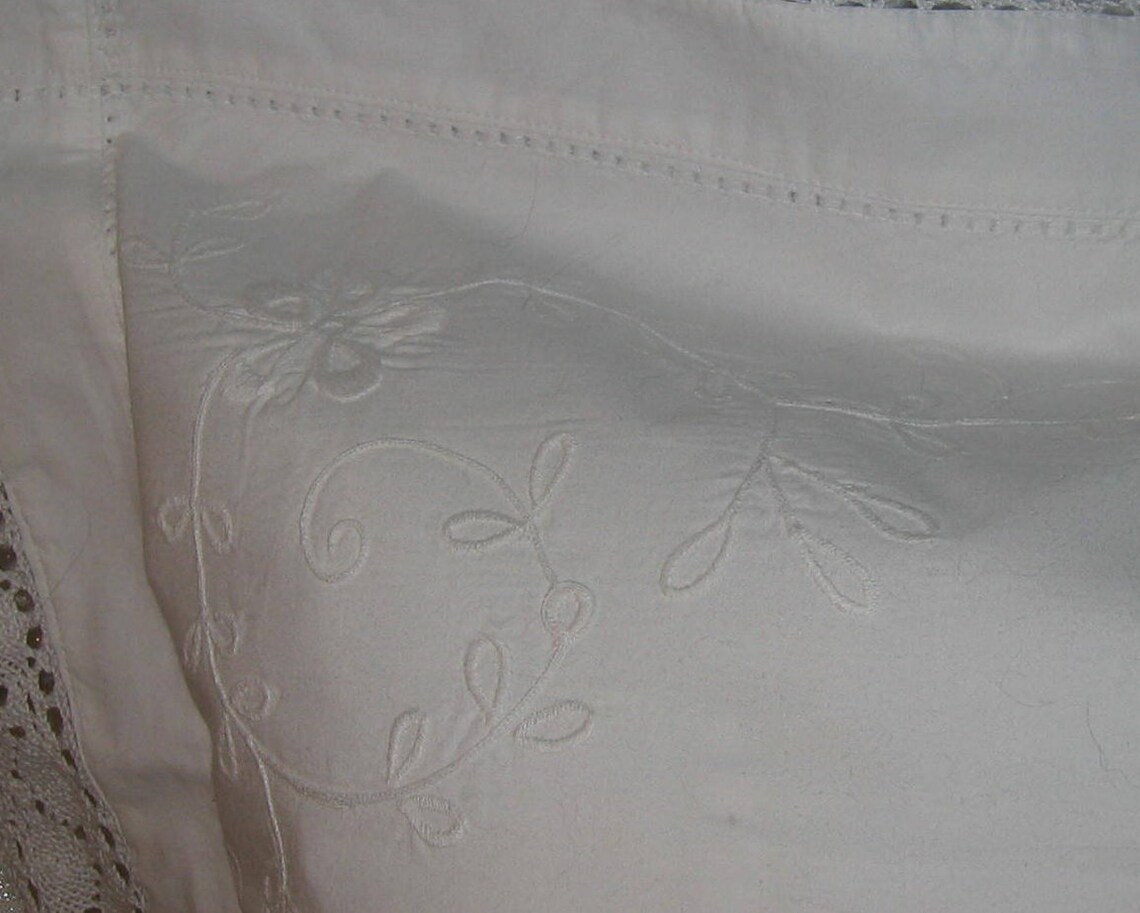Vintage Standard Sham NOS White Cotton 21 X 27 Dublin Embroidery Bobbin Lace Etsy