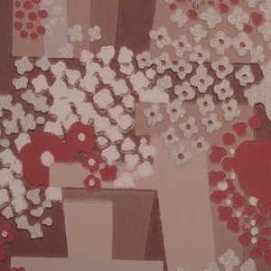 French Original Wallpaper Flower Pot Pink Gold Red 1920s