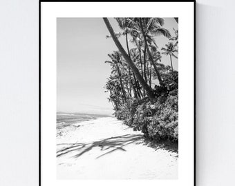 Black and White Hawaii Beach Print: Oahu Coastal Photography