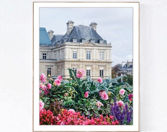Paris Photography Print: Luxembourg Gardens, Vertical Photo, French Wall Decor, Pink Art