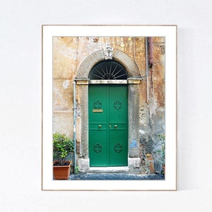 Green Door Print, Door in Rome Italy Photography, Vertical Wall Art, Green Art Print for Gallery Wall Decor, Door Picture, Italy Photograph,