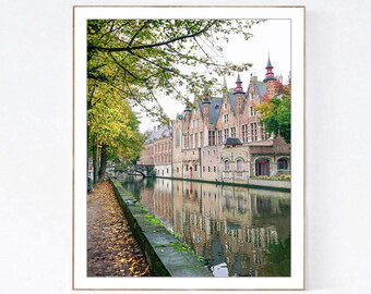 Bruges Belgium Photography Print, Vertical Wall Art Print, Kitchen Wall Decor, Travel Picture, Autumn Fall, Bedroom Decor, Europe Photo