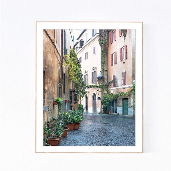 Italy Wall Art, Rome Photography Print, Small Vertical Picture, Bedroom Wall Art, Trastevere Street, Black and White, Bathroom Wall Decor