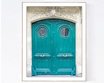 Picture of Green Door in Paris, Photography Print, Vertical Wall Art, Bathroom Wall Decor, Entryway Photo, French Home Decor, European Door