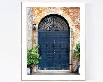 Door Photography Print, Rome Italy Wall Art, Vertical Door Picture, Dark Midnight Blue, Bathroom Wall Decor, Hallway Photo, Rome Photograph