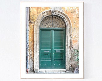 Italy Wall Art, Rome Door Photography Print, Small Vertical Wall Art, Bathroom Wall Decor, Green, Entryway Foyer Art, Green Door Picture