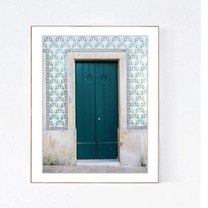 Lisbon Teal Door Photo Print: Portuguese Tile Wall Art