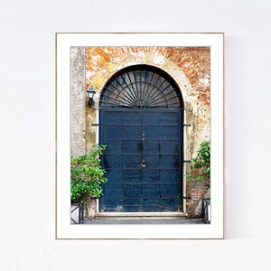 Door Photography Print, Rome Italy Wall Art, Vertical Door Picture, Dark Midnight Blue, Bathroom Wall Decor, Hallway Photo, Rome Photograph