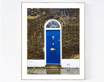 Blue Door Print, London Photography, Bathroom Wall Art, Vertical Picture, Bedroom Wall Decor, Door Photograph, Entryway Art, England Photo