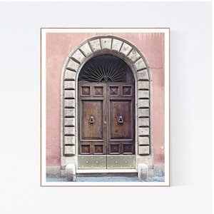 Italy Door Print, Doorway Wall Art, Rome Photography Print, Blush Wall Decor for Entryway, Vertical Photo, Europe Travel Photograph