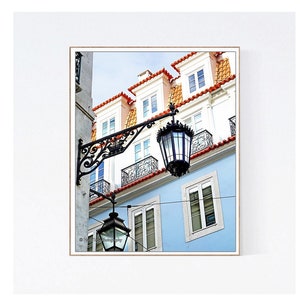 Lisbon Photography Print: Pastel Blue Portugal Wall Art