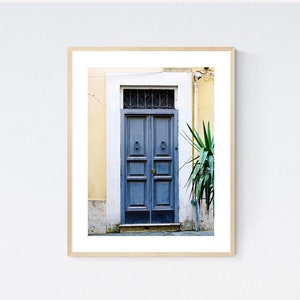 Italy Door Print, Blue and Yellow Wall Art, Rome Door Photography Print, Entryway Wall Decor, Doorway Photo, Rome Travel Photograph