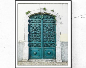 Lisbon Green Door Photography Print: Portugal Travel Wall Art