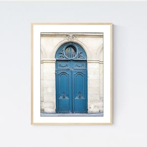 Teal Paris Door Photo Print: Minimalist Architecture Wall Art