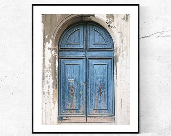 Blue Door Photography Print: Rustic Photo, Venice Italy Wall Art