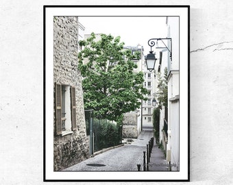 Paris Photography Print, Vertical Wall Art, France Picture,  Europe Photo, Street Scene, Desktop Art, Black and White Bedroom Wall Decor