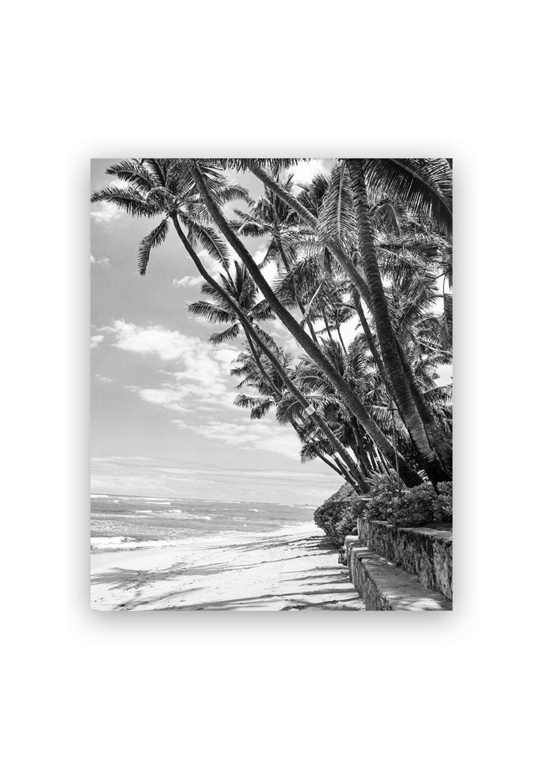 Hawaii Photography Print, Vertical Wall Art, Black and White Beach ...