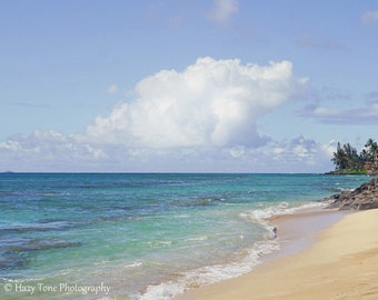 Maui Beach Photography Print, Hawaii Wall Art, Clouds Picture, Bathroom Wall Decor, Bedroom Wall Art, Surf Photo, Beach Scene Photograph