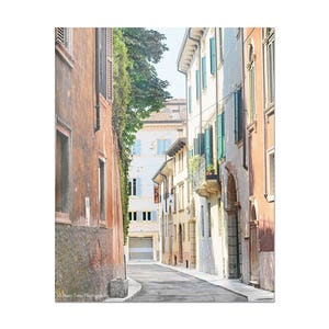 Veronal Street Picture, Italy Photography Print, Italy Wall Art, Vertical Pastel Art, Blush Bedroom Wall Decor, Europe Travel Photograph