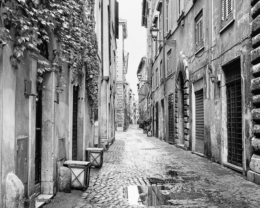 Italy Wall Art, Rome Photography Print, Bedroom Wall Decor, Black and