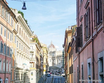 Rome Italy Wall Art, Italy Photography Print, Blush Pink Wall Decor, Bedroom Wall Print, Rome Picture, Europe Street Scene, Travel Photo