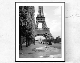 Paris Photography Print, Black and White Vertical Wall Art, Eiffel Tower Picture, Europe Travel Photo, French Bedroom Wall Decor, Photograph