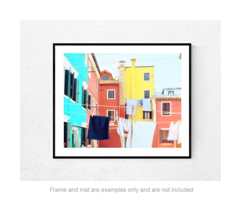 Laundry Wall Art, Italy Photography, Hanging Laundry Print, Colorful Clothesline Picture, Bathroom Wall Decor, Laundry Room Decor, Photo image 2