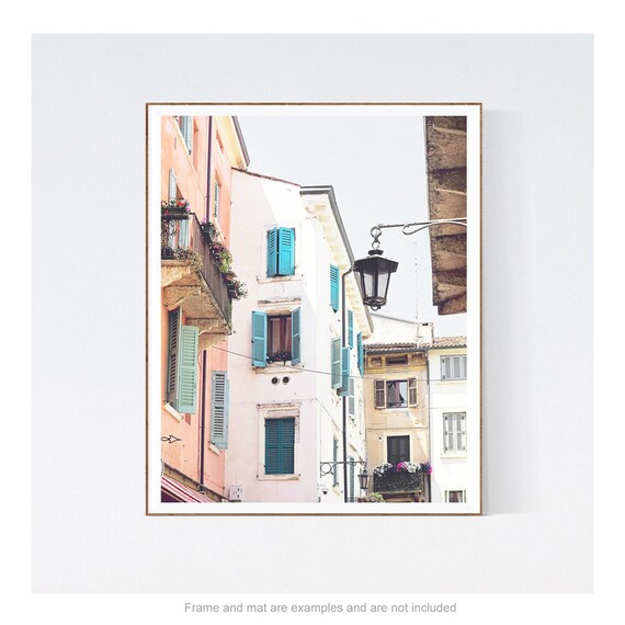 Italy Wall Art Photography Print Pastel Decor Blush Vertical Bedroom Verona Teal Travel Gift