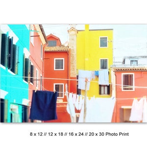 Laundry Wall Art, Italy Photography, Hanging Laundry Print, Colorful Clothesline Picture, Bathroom Wall Decor, Laundry Room Decor, Photo image 3