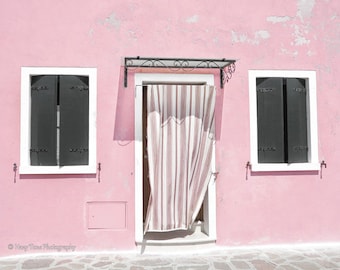 Italy Wall Art, Door Photography Print, Bathroom Wall Decor, Pink Wall Art, Door Picture, Entryway Art, Blush Wall Decor, Burano Photo