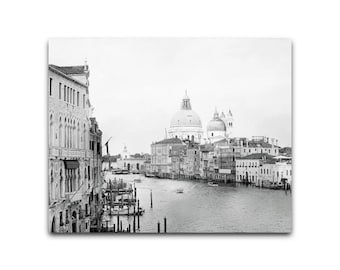 Venice Italy Print, Black and White Photo, Canal Wall Art, Travel Photography