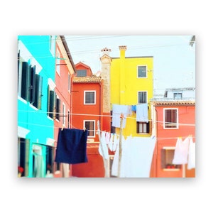Burano Italy Laundry Art Print: Colorful Clothesline Photo