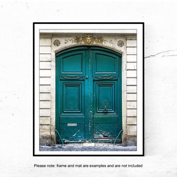 Classic Green Paris Door Photography Print Wall Art Design Idea