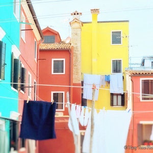 Laundry Wall Art, Italy Photography, Hanging Laundry Print, Colorful Clothesline Picture, Bathroom Wall Decor, Laundry Room Decor, Photo image 1