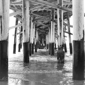 Newport Beach Photography Print, Pier Picture, Surf Wall Art, Black and White, Bedroom Wall Decor, California Beach Photo, Bathroom Art