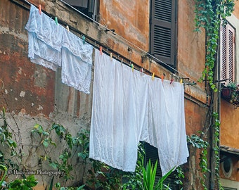 Laundry Room Decor, Italy Wall Art, Rome Photography Print, Clothesline Picture, Bathroom Decor, Laundry Room Art, Rome Italy Laundry Photo