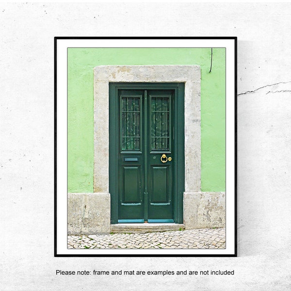 Green Door Photography Print, Portugal Wall Art, Lisbon Picture, Lime Green, Bathroom Wall Decor, Small Vertical Photo, Door Photograph