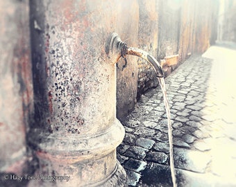 Italy Wall Art, Bathroom Wall Decor, Rome Photography, Travel Print, Europe Street Photo, Italy Picture, Laundry Room Art, Water Fountain,