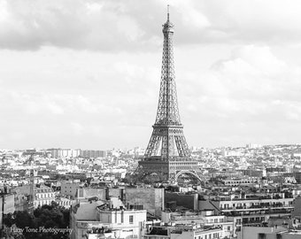 Paris Photography Print, Black and White, French Wall Decor, Eiffel Tower, Small Bathroom Wall Art, Paris Travel Picture, Entryway Art