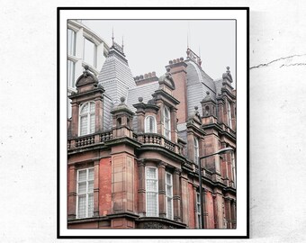 London Architecture Photography Print, Ornate Building, Black and White, England