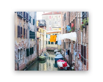Laundry Room Decor, Venice Print, Italian Clothesline Wall Art, Italy Photography