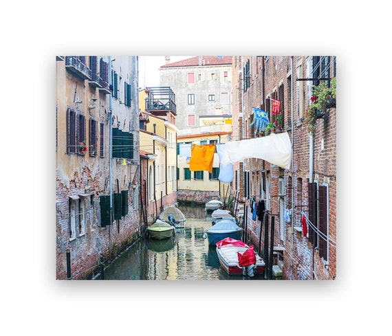 Laundry Room Decor, Venice Print, Italian Clothesline Wall Art, Italy Photography