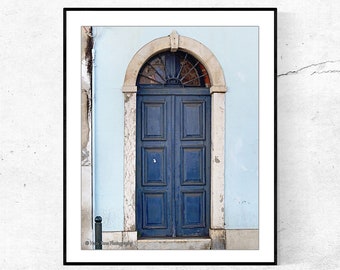 Portugal Wall Art, Door Photography Print, Vertical Wall Print, Indigo Blue Door Photograph, Lisbon Picture, Entryway, Bathroom Wall Decor