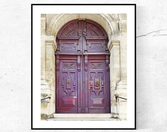 Purple Paris Door Photography Print: French Wall Art