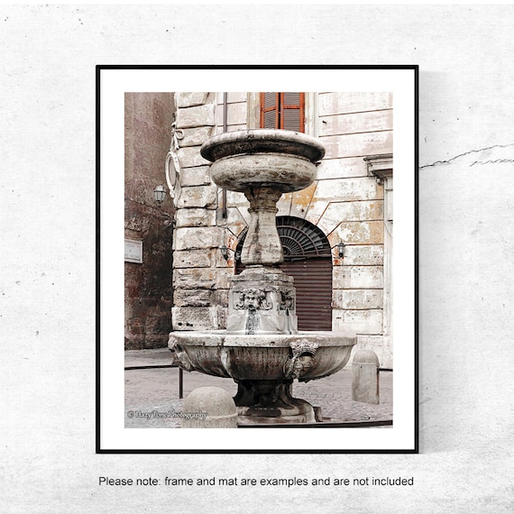 Italy Wall Art Rome Photography Print Rustic Fountain Etsy