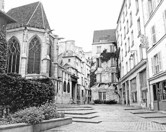 Paris Street Print, Marais Picture, Black and White Photography Print, Small Wall Art, Bedroom Wall Decor, France Photo, Europe Photograph