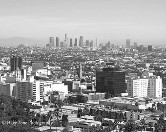 Los Angeles Art, Photography Print, Skyline Picture, Black and White, Wall Art Print, Hollywood Photo, California Wall Decor, Travel Gift