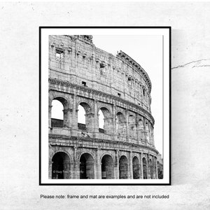 Italy Wall Art, Rome Photography Print, Colosseum Picture, Roman Coliseum, Black and White, Vertical Art, Travel Art Gift, Minimalist Photo