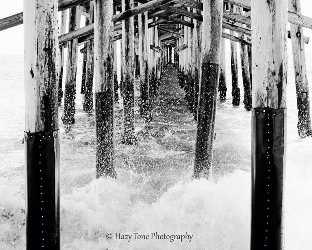 Beach Photography Print, Newport Beach Picture, Black and White Photo